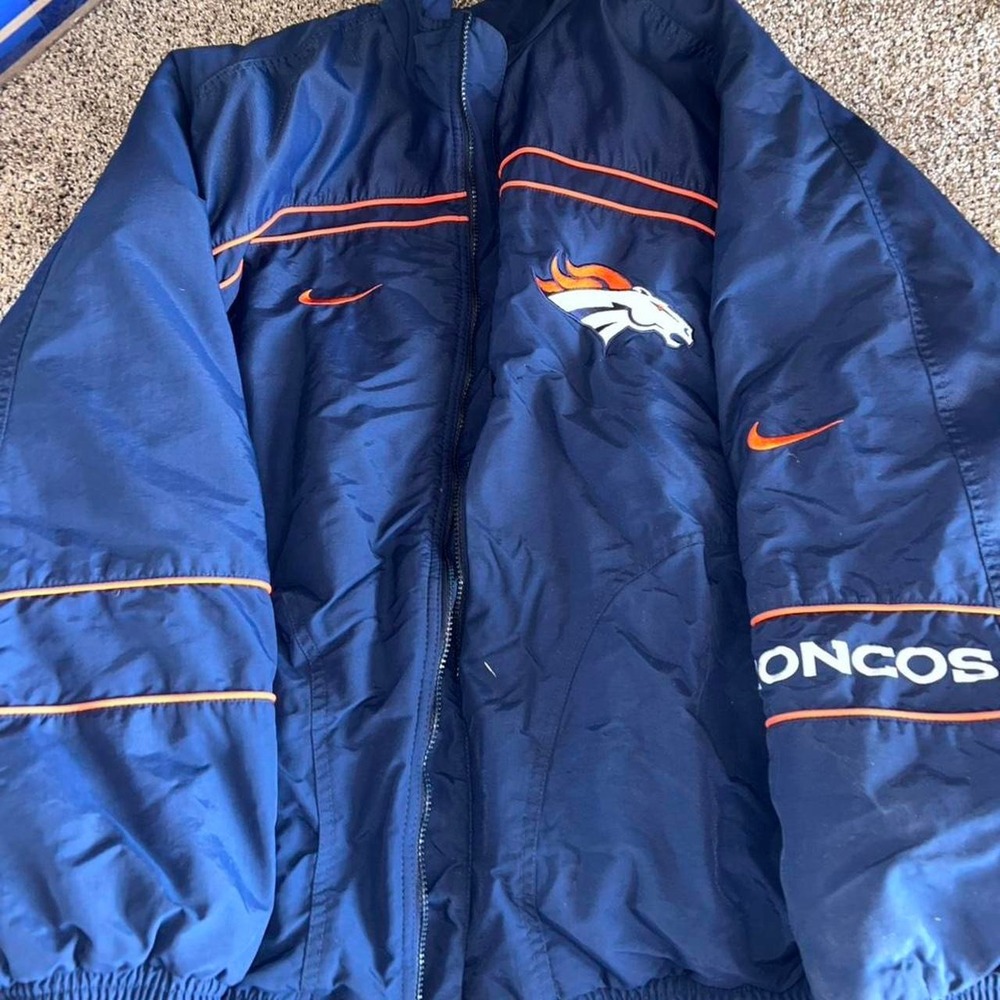 VTG Denver Broncos Blue\Navy\Orange NFL Proline Jacket Size XXL